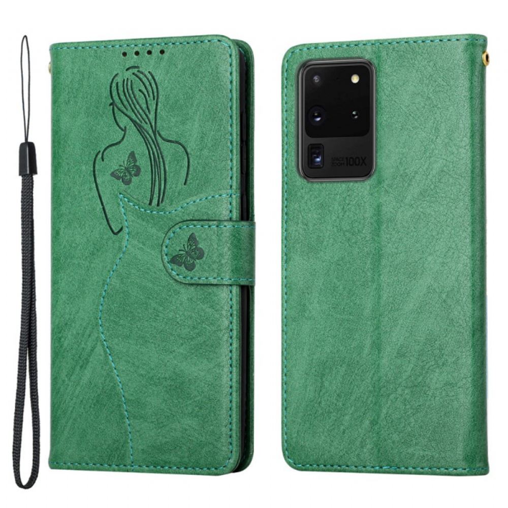 Flipové Pouzdro Na Samsung Galaxy S20 Ultra Silueta Z Umělé Kůže