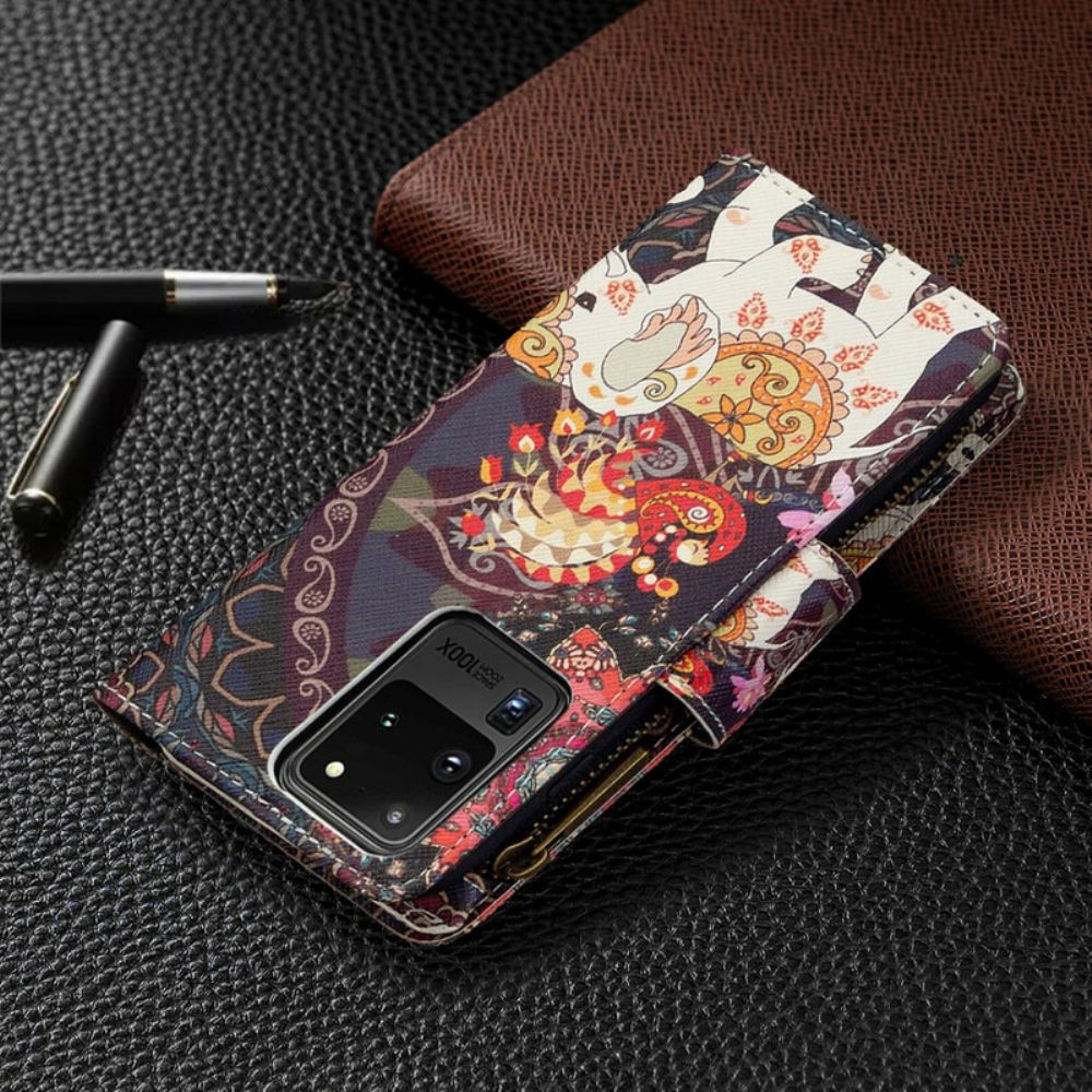 Flipové Pouzdro Na Samsung Galaxy S20 Ultra Sloní Kapsa Na Zip