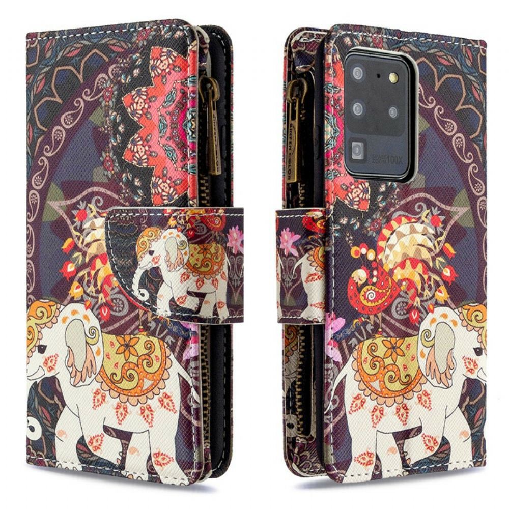 Flipové Pouzdro Na Samsung Galaxy S20 Ultra Sloní Kapsa Na Zip