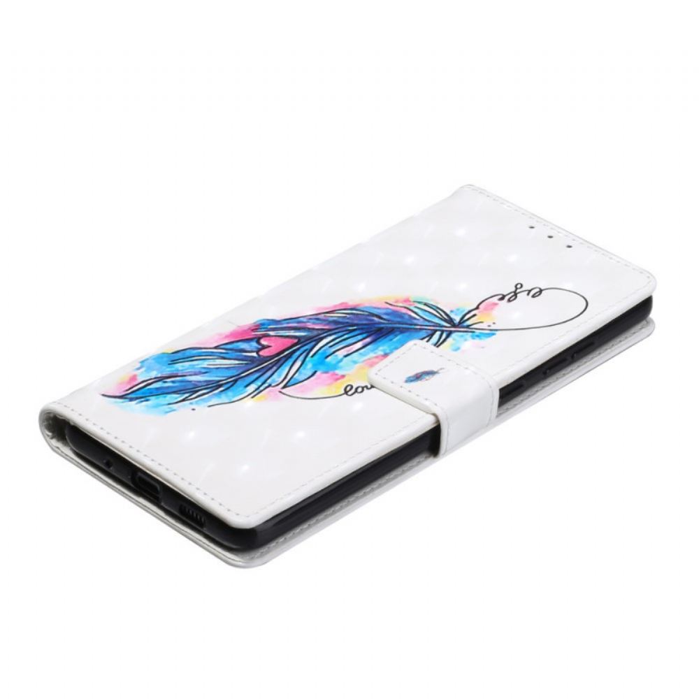 Kožené Pouzdro Na Samsung Galaxy S20 Ultra Na Lana Péřový Nastavitelný Popruh