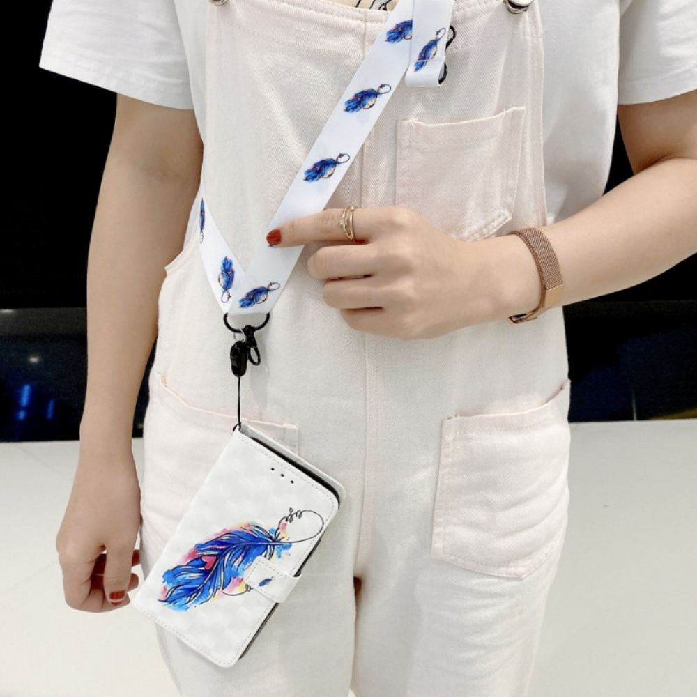 Kožené Pouzdro Na Samsung Galaxy S20 Ultra Na Lana Péřový Nastavitelný Popruh