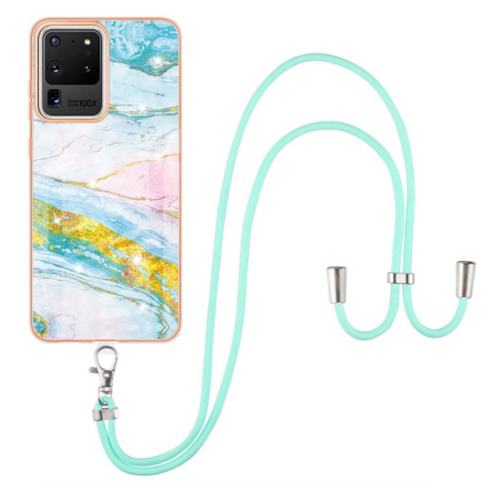 Kryt Na Samsung Galaxy S20 Ultra Na Lana À Cord Marble Design