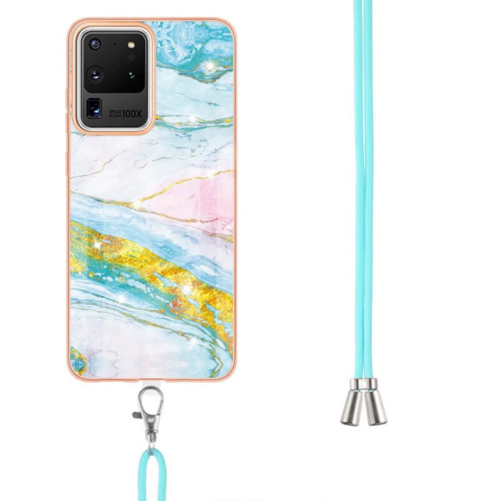 Kryt Na Samsung Galaxy S20 Ultra Na Lana À Cord Marble Design