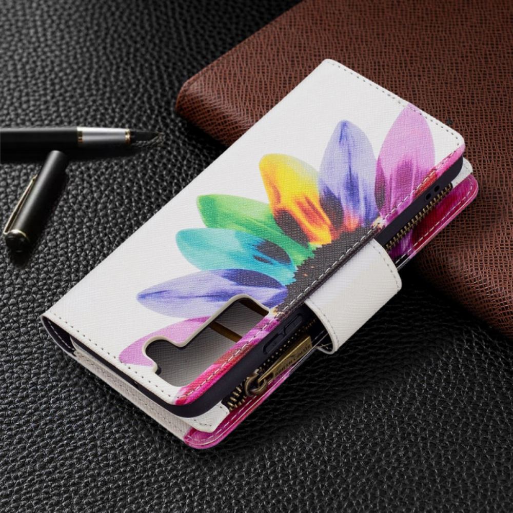Flipové Pouzdro Na Samsung Galaxy S22 5G Květinová Kapsa Na Zip