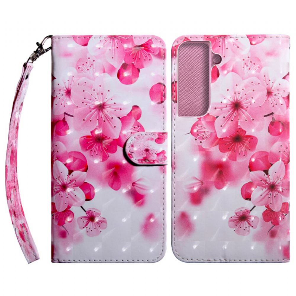 Flipové Pouzdro Na Samsung Galaxy S22 5G Růžové Květy