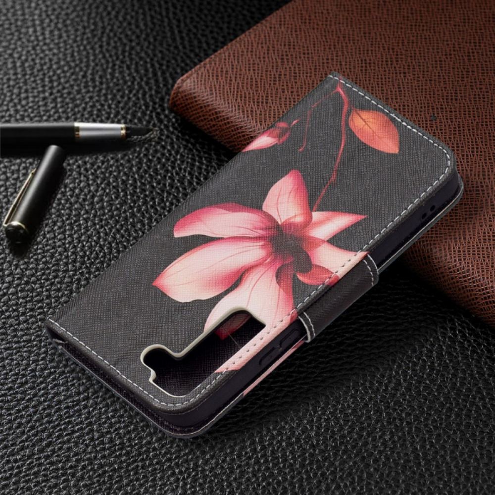 Flipové Pouzdro Na Samsung Galaxy S22 5G Růžový Květ