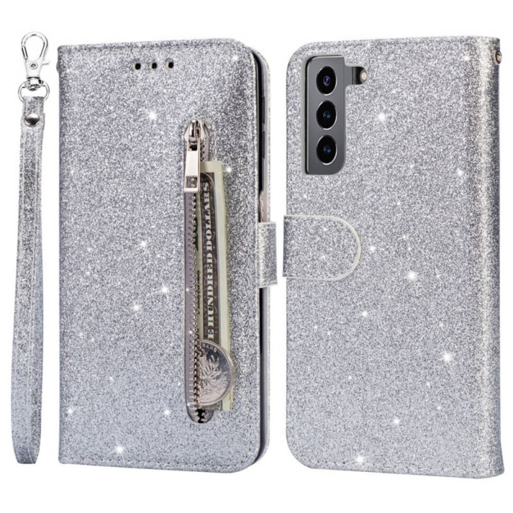Flipové Pouzdro Na Samsung Galaxy S22 5G Třpytivá Kabelka