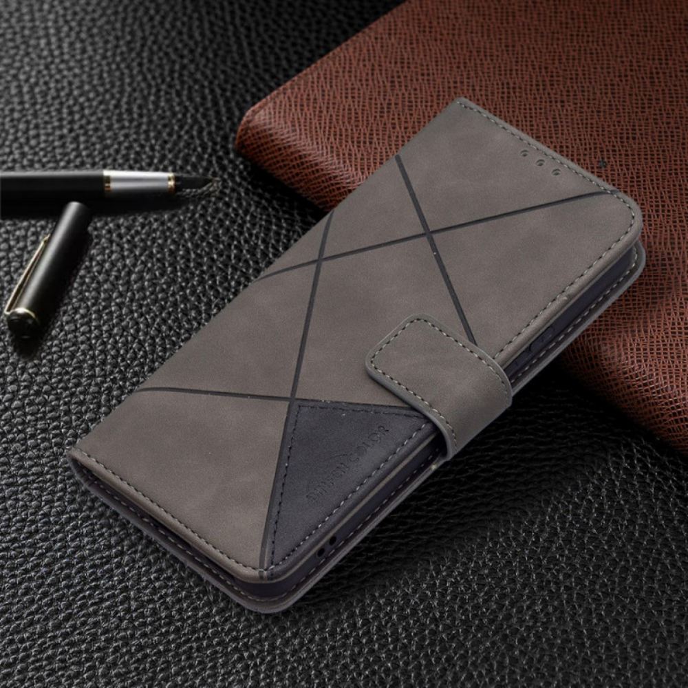 Kožené Pouzdro Na Samsung Galaxy S22 5G Barevné Trojúhelníky Binfen