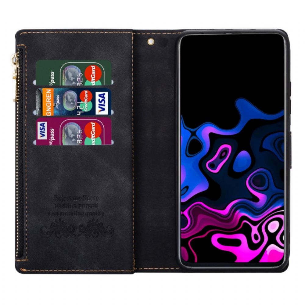 Kožené Pouzdro Na Samsung Galaxy S22 5G Dvoubarevná Grafická Kapsa Na Zip