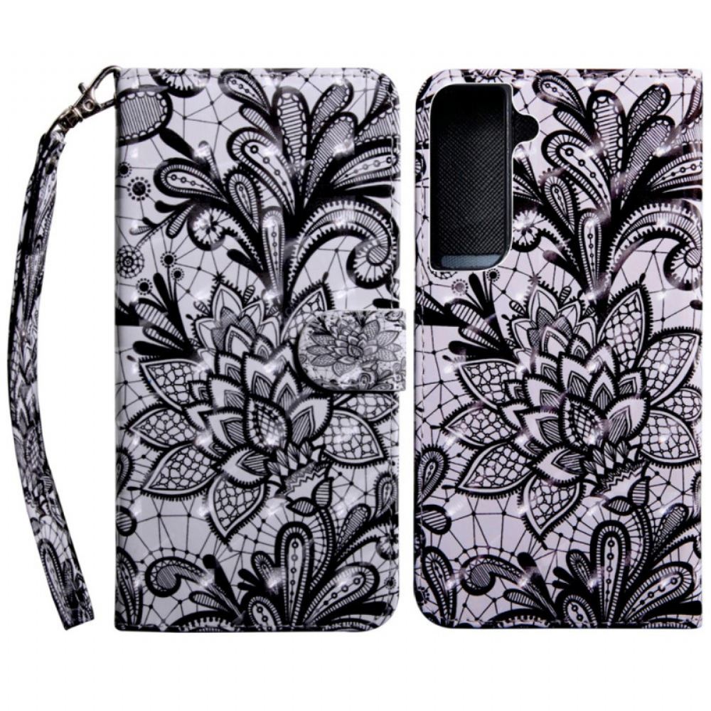 Kožené Pouzdro Na Samsung Galaxy S22 5G Elegantní Krajka