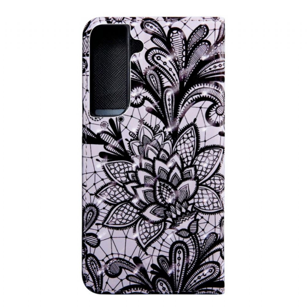 Kožené Pouzdro Na Samsung Galaxy S22 5G Elegantní Krajka