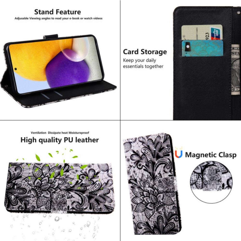 Kožené Pouzdro Na Samsung Galaxy S22 5G Elegantní Krajka
