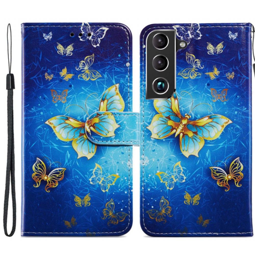 Kožené Pouzdro Na Samsung Galaxy S22 5G Let Motýlů
