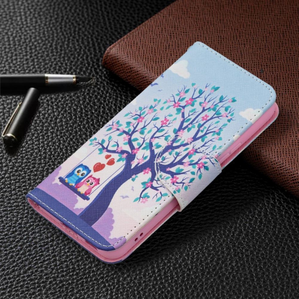 Kožené Pouzdro Na Samsung Galaxy S22 5G Sovy Na Houpačce