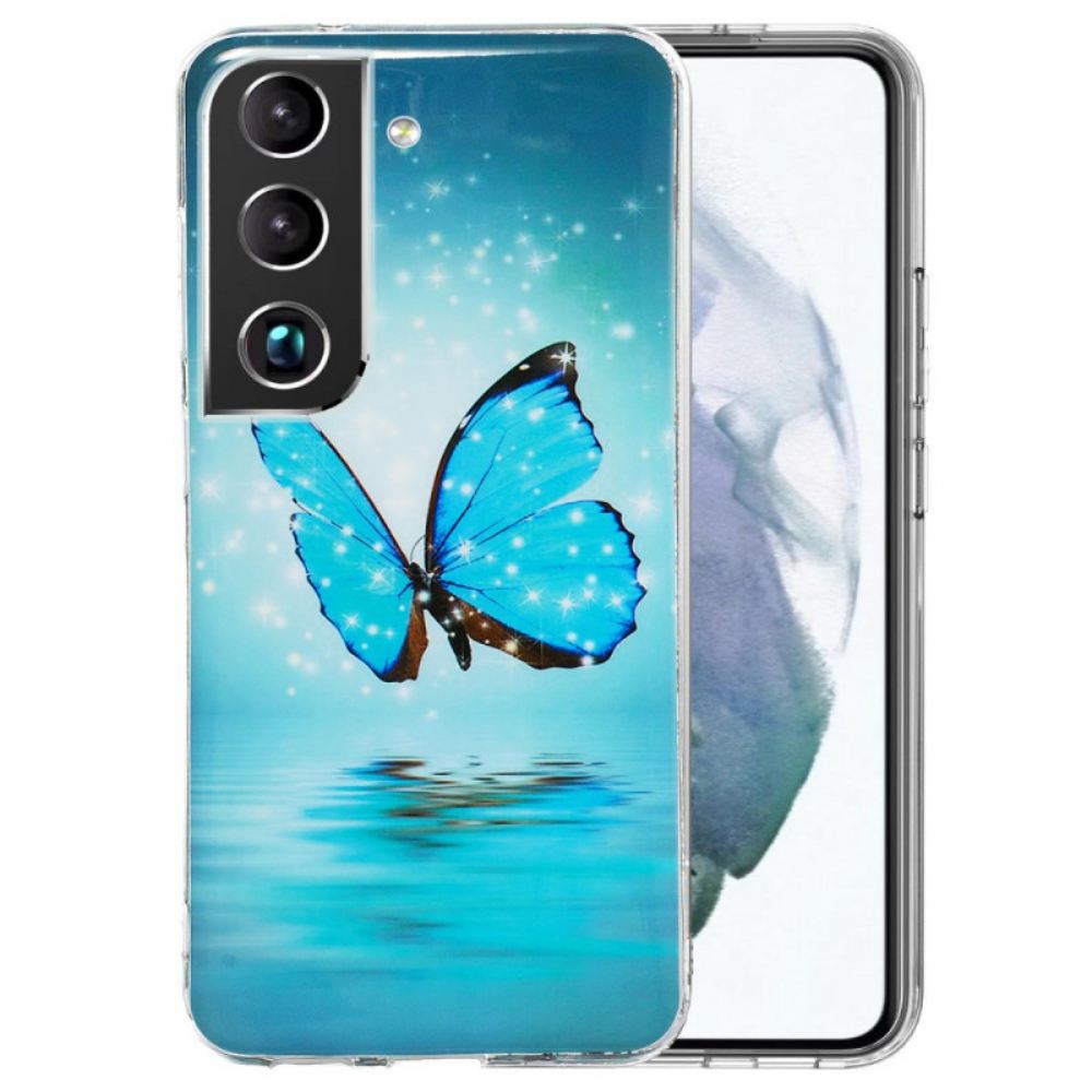 Kryt Na Samsung Galaxy S22 5G Fluorescenční Modří Motýli