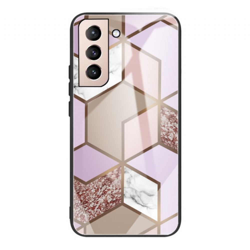 Kryt Na Samsung Galaxy S22 5G Geometrie Mramorové Tvrzené Sklo