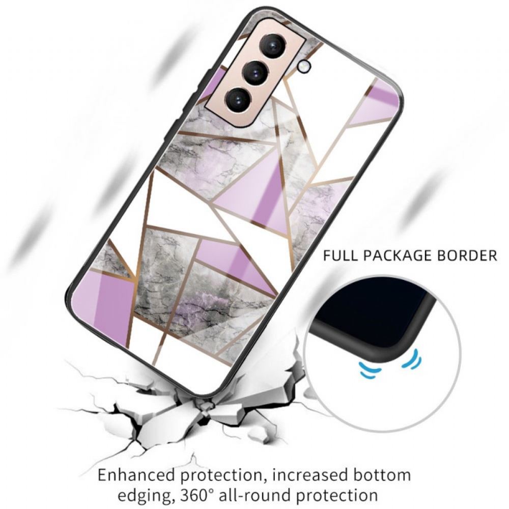 Kryt Na Samsung Galaxy S22 5G Geometrie Mramorové Tvrzené Sklo