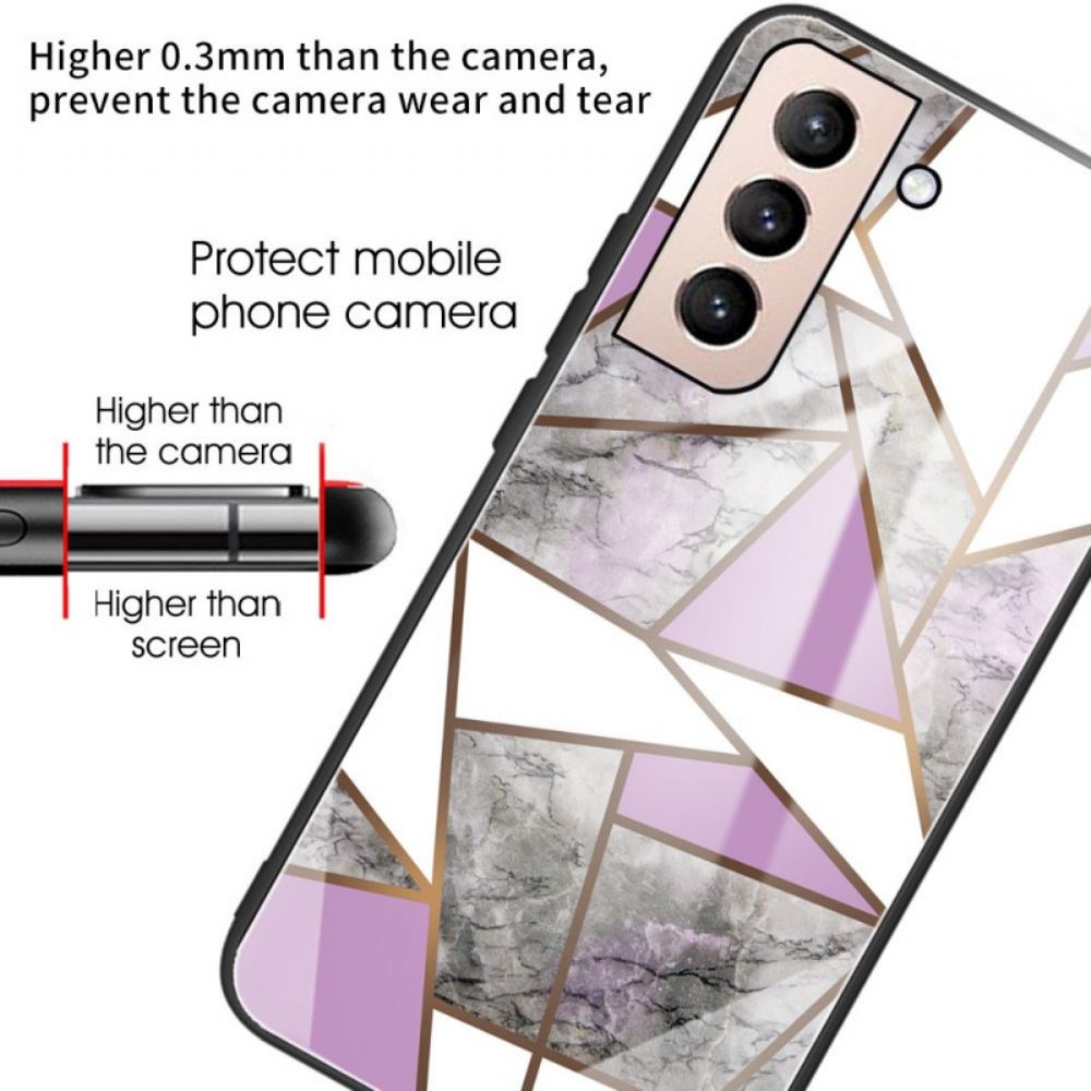 Kryt Na Samsung Galaxy S22 5G Geometrie Mramorové Tvrzené Sklo