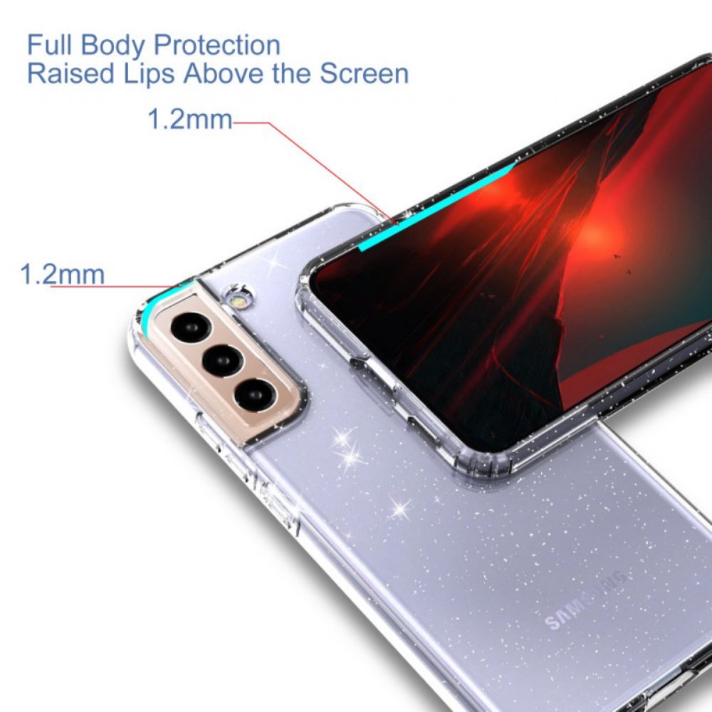 Kryt Na Samsung Galaxy S22 5G Průhledný Třpytivý Design