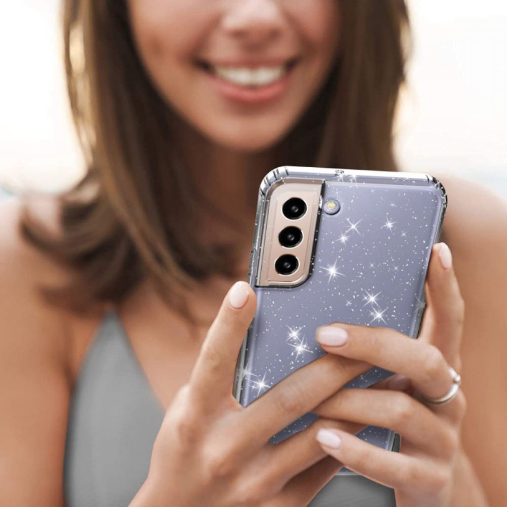 Kryt Na Samsung Galaxy S22 5G Průhledný Třpytivý Design
