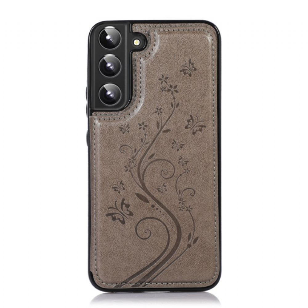 Kryt Na Samsung Galaxy S22 5G Stojan Na Květiny Z Imitace Kůže