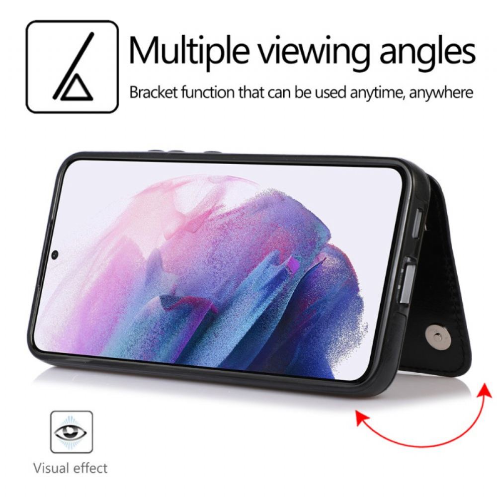 Kryty Na Mobil Na Samsung Galaxy S22 5G Designový Kožený Stojánek Na Karty