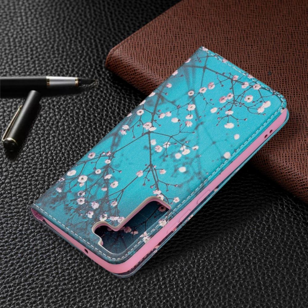 Kryty Na Mobil Na Samsung Galaxy S22 5G Flipové Pouzdro Kvetoucí Větve