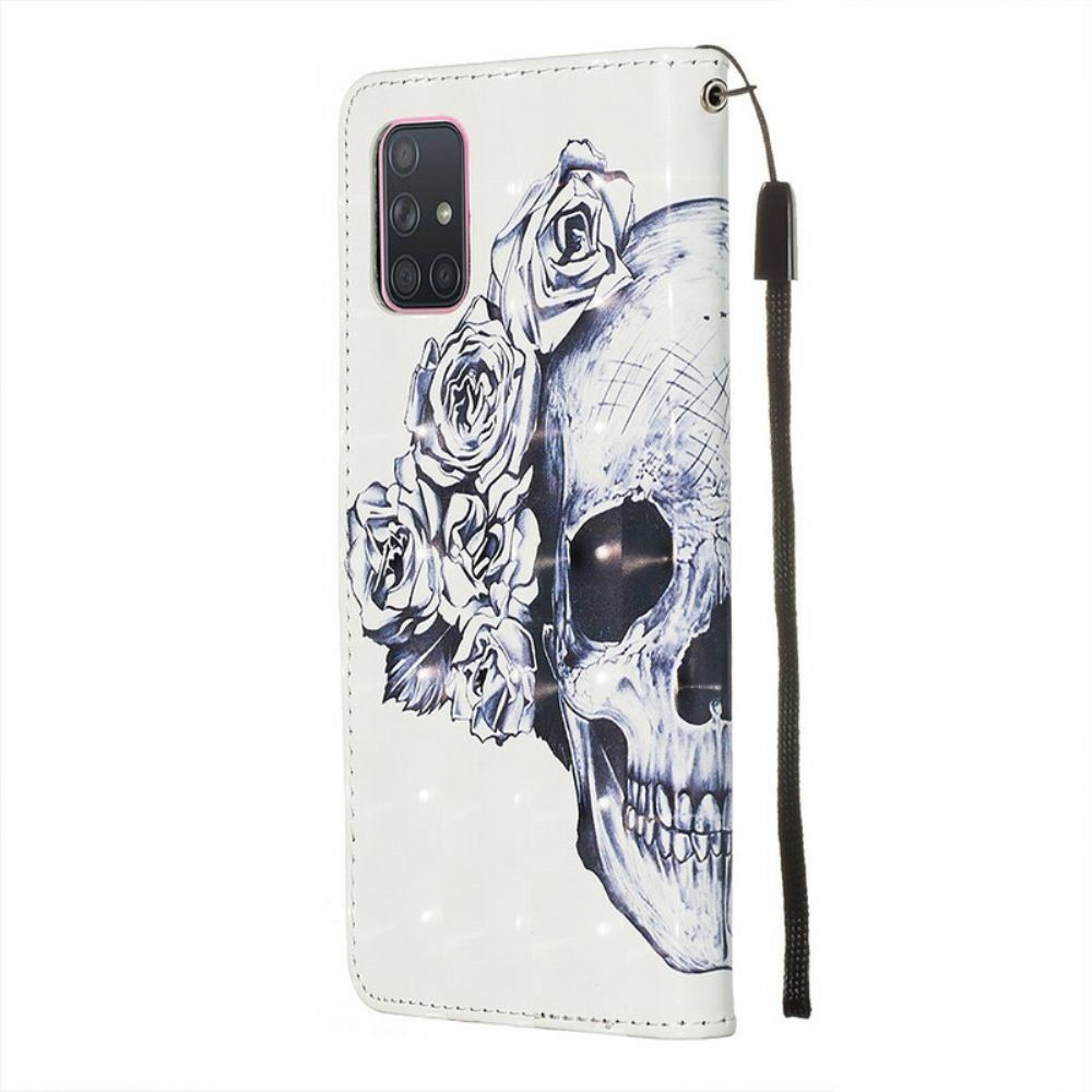 Kožené Pouzdro Na Samsung Galaxy A71 Květinová Lebka