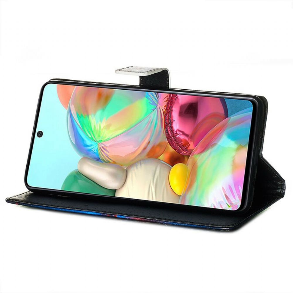 Kožené Pouzdro Na Samsung Galaxy A71 Zlaté Růže