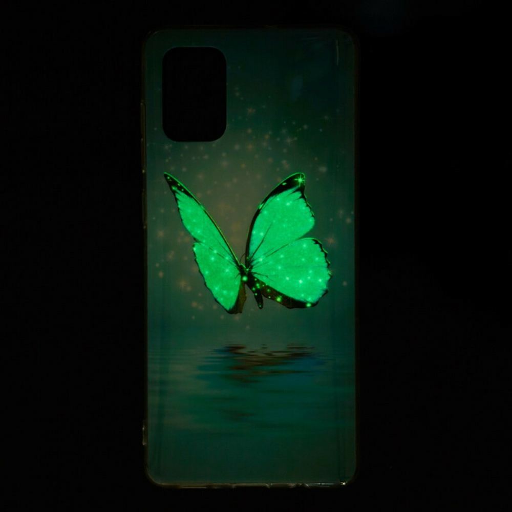Kryt Na Samsung Galaxy A71 Fluorescenční Modrý Motýl