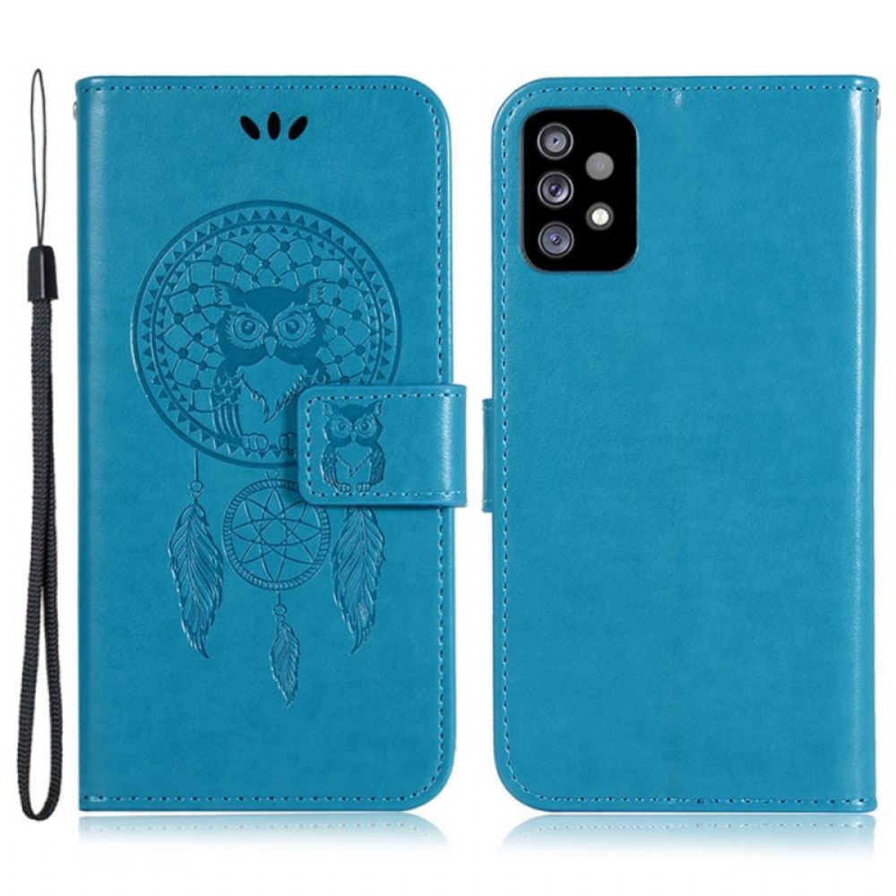 Flipové Pouzdro Na Samsung Galaxy A53 5G Na Lana Sova Lapač Snů S Popruhem