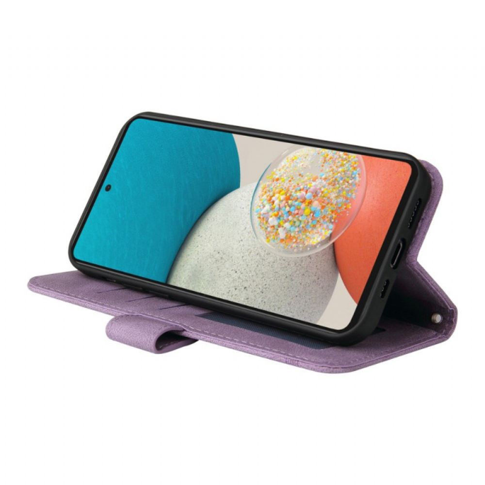 Flipové Pouzdro Na Samsung Galaxy A53 5G Nýt A Řemínek Z Imitace Kůže