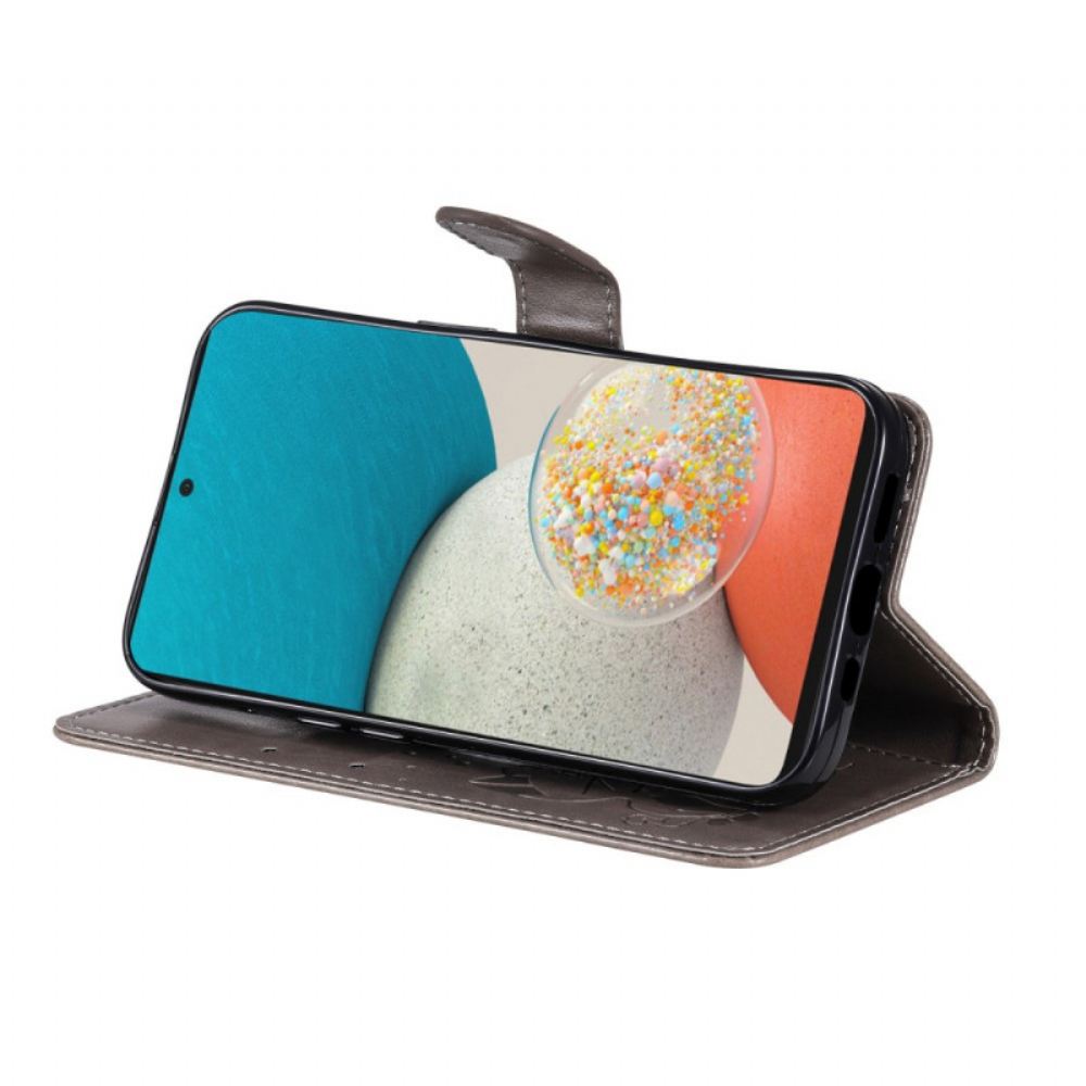 Kožené Pouzdro Na Samsung Galaxy A53 5G Na Lana Kočka A Včely S Popruhem