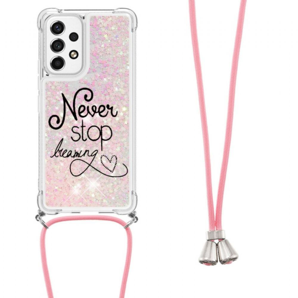 Kryt Na Samsung Galaxy A53 5G Na Lana Nikdy Nepřestávejte Glitter Cord