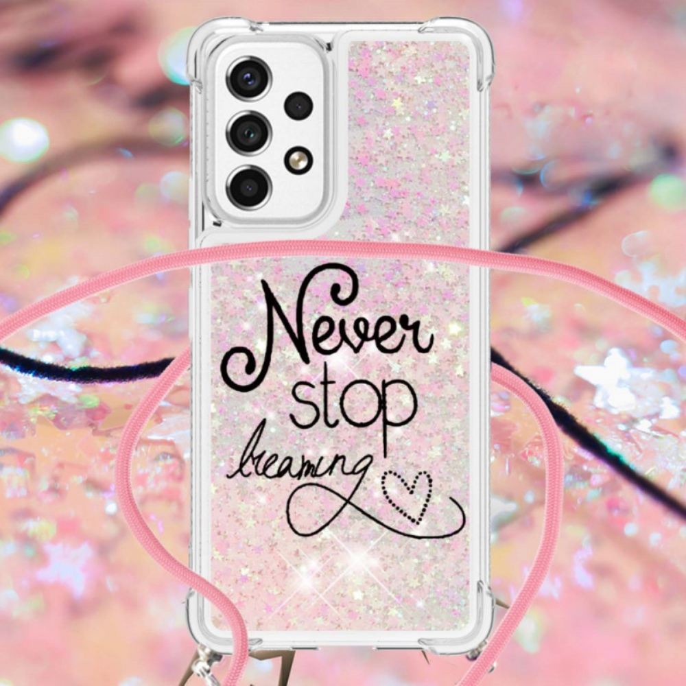 Kryt Na Samsung Galaxy A53 5G Na Lana Nikdy Nepřestávejte Glitter Cord