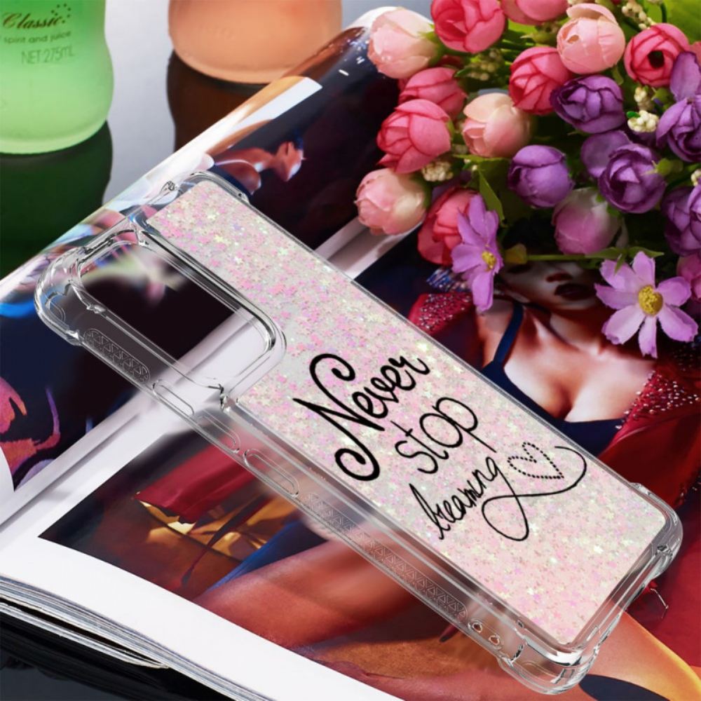 Kryt Na Samsung Galaxy A53 5G Na Lana Nikdy Nepřestávejte Glitter Cord