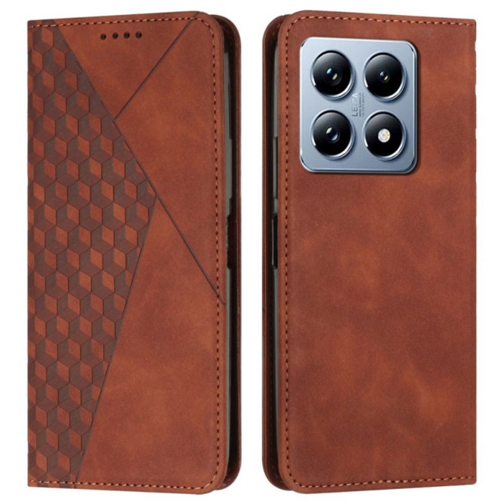 Kožené Pouzdro Folio Xiaomi 14t Pro Kostky