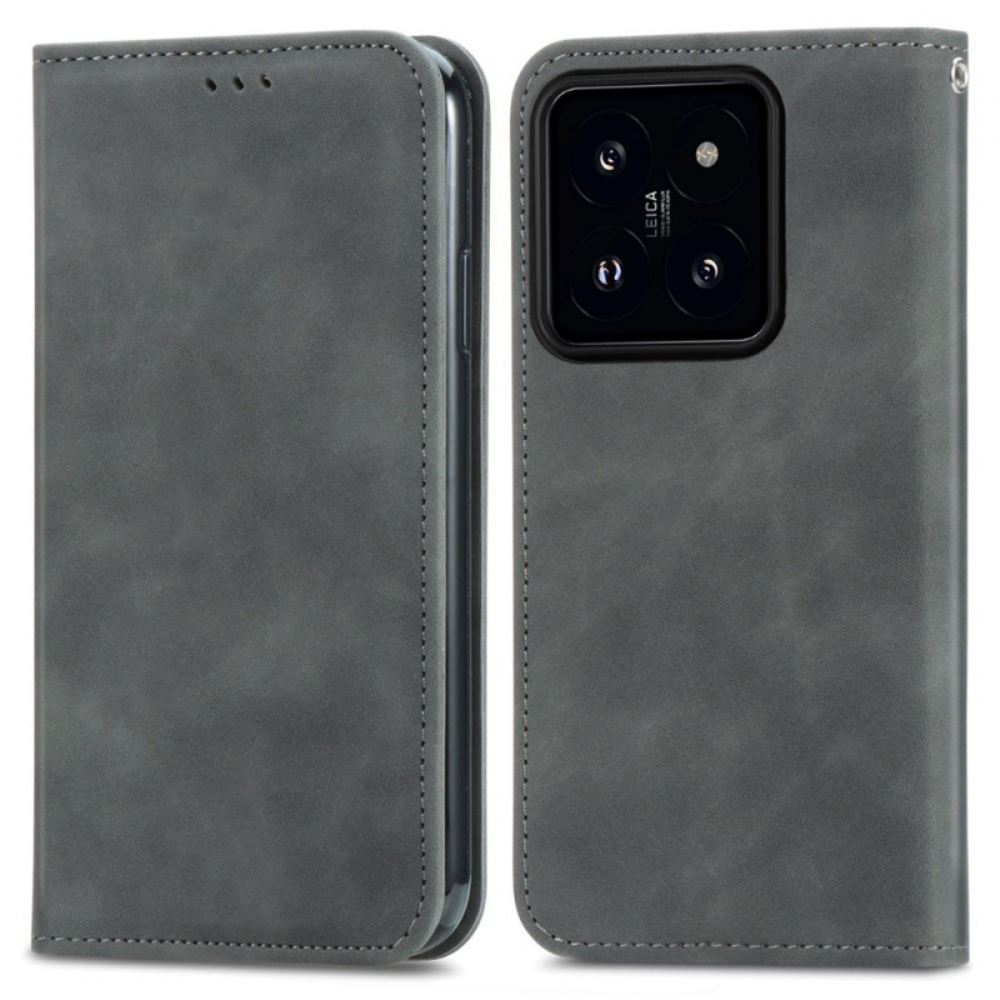 Kožené Pouzdro Folio Xiaomi 14t Pro Měkká Textura