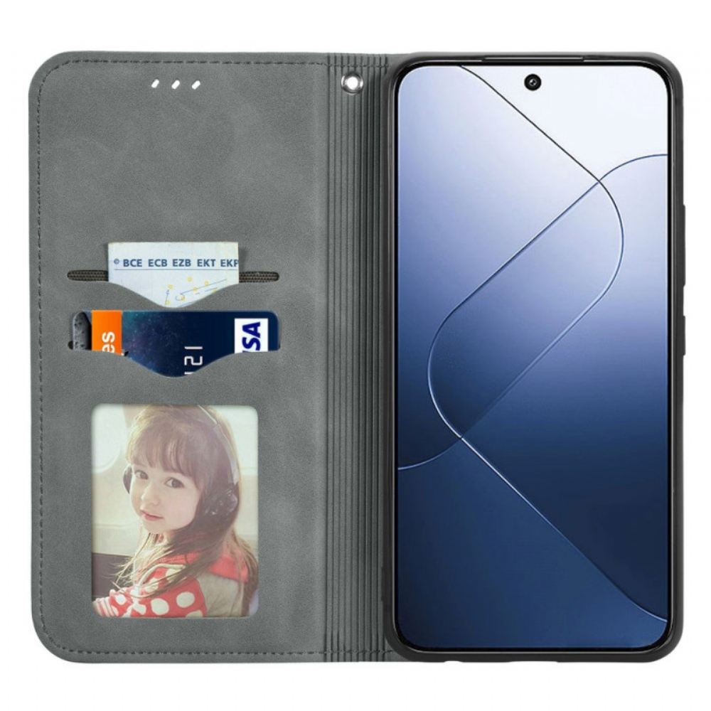 Kožené Pouzdro Folio Xiaomi 14t Pro Měkká Textura