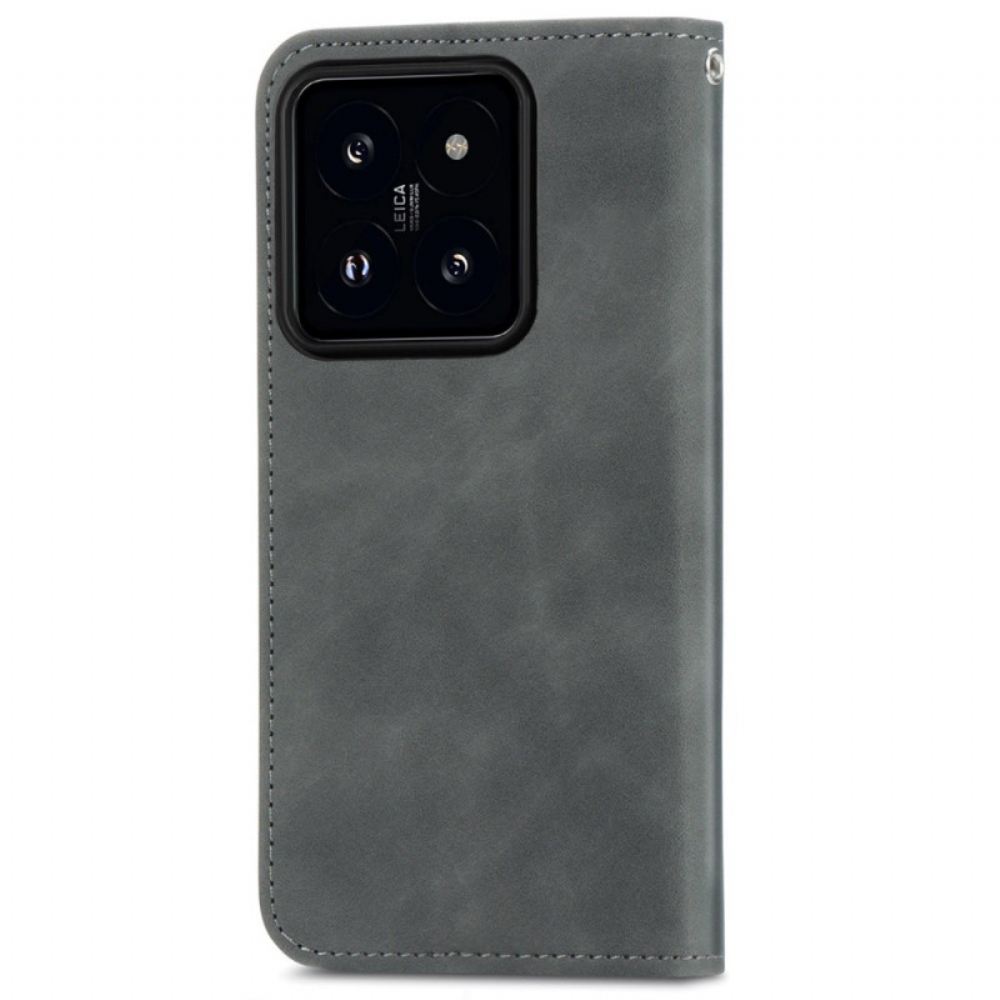 Kožené Pouzdro Folio Xiaomi 14t Pro Měkká Textura