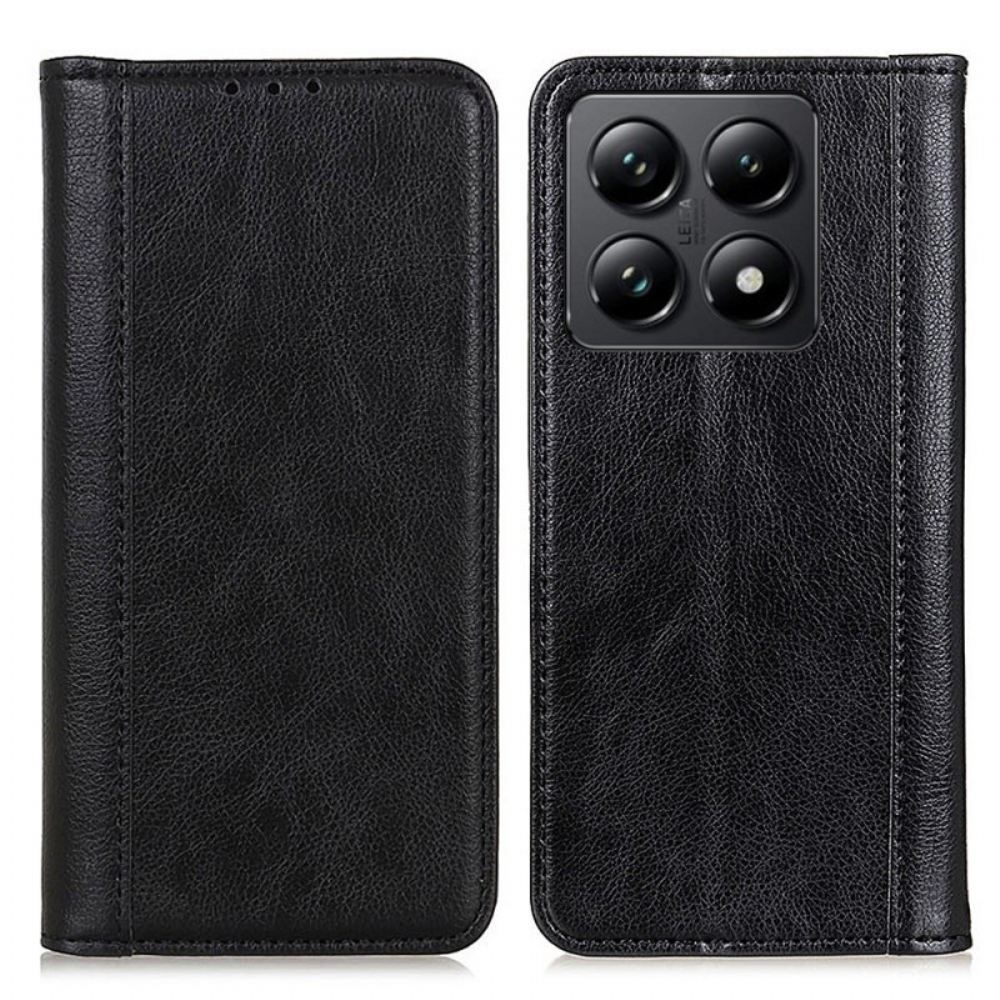 Kožené Pouzdro Folio Xiaomi 14t Pro Štípaná Kůže