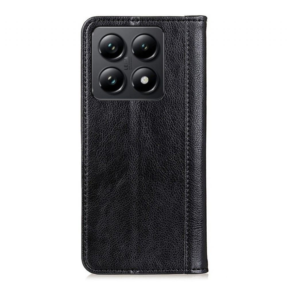 Kožené Pouzdro Folio Xiaomi 14t Pro Štípaná Kůže