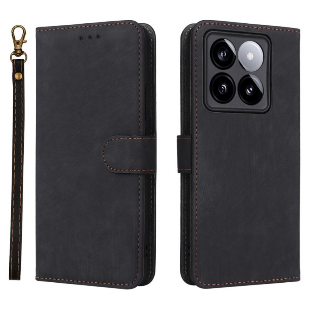 Kožený Kryt Xiaomi 14t Pro Blokovací Pásek Rfid Se Semišovým Efektem