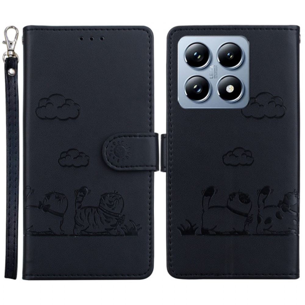 Kožený Kryt Xiaomi 14t Pro Grafické Blokování Rfid