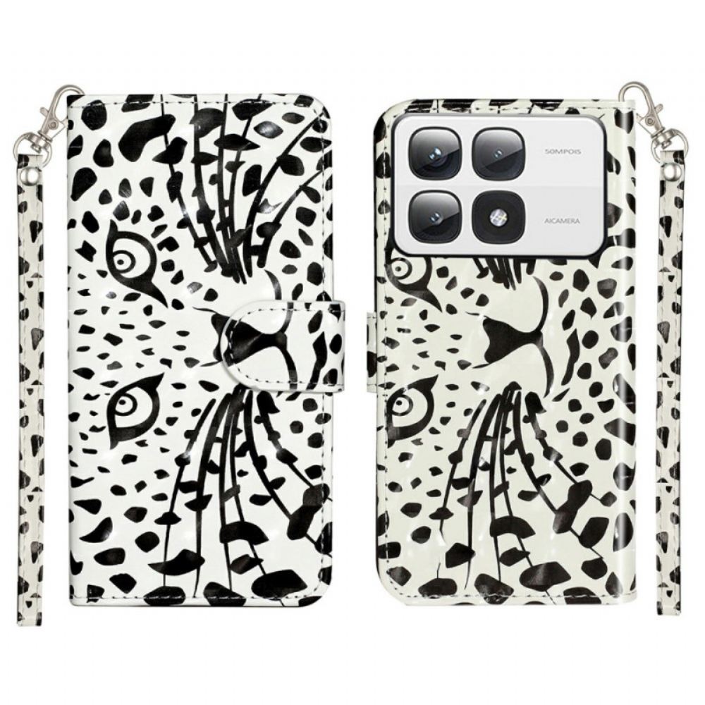 Kožený Kryt Xiaomi 14t Pro Grafický Pásek Leopard
