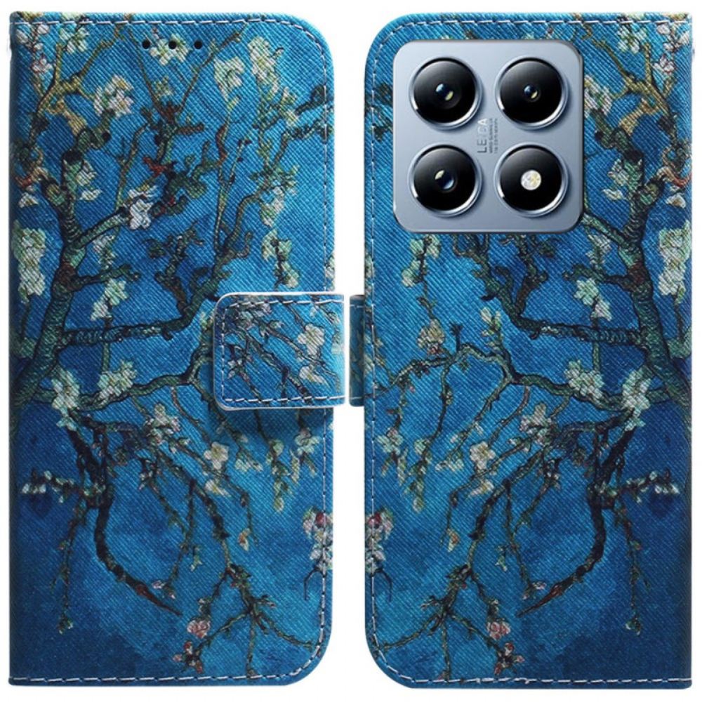 Kožený Kryt Xiaomi 14t Pro Kvetoucí Větve