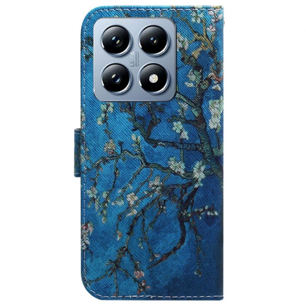 Kožený Kryt Xiaomi 14t Pro Kvetoucí Větve
