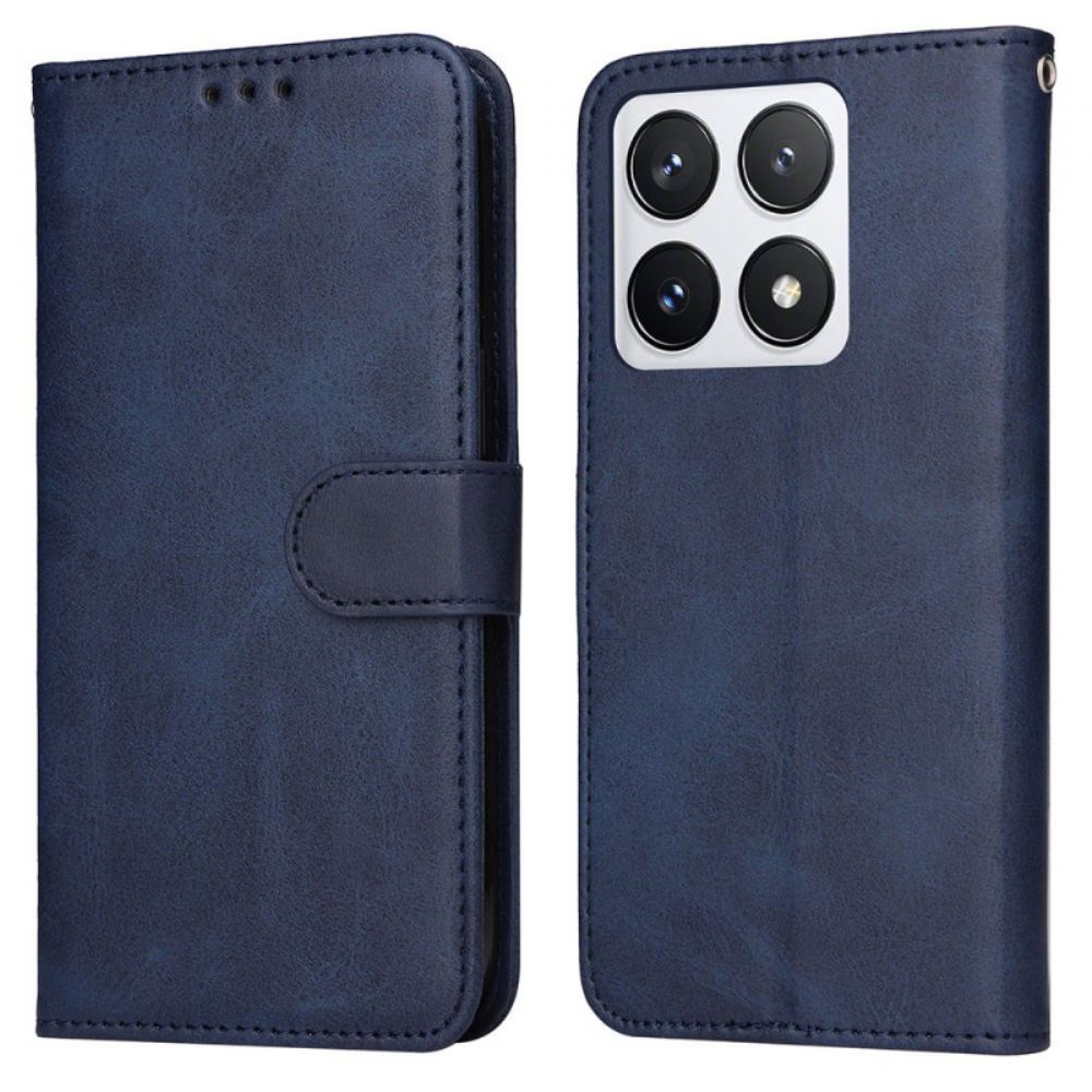 Kožený Kryt Xiaomi 14t Pro Obyčejná Umělá Kůže
