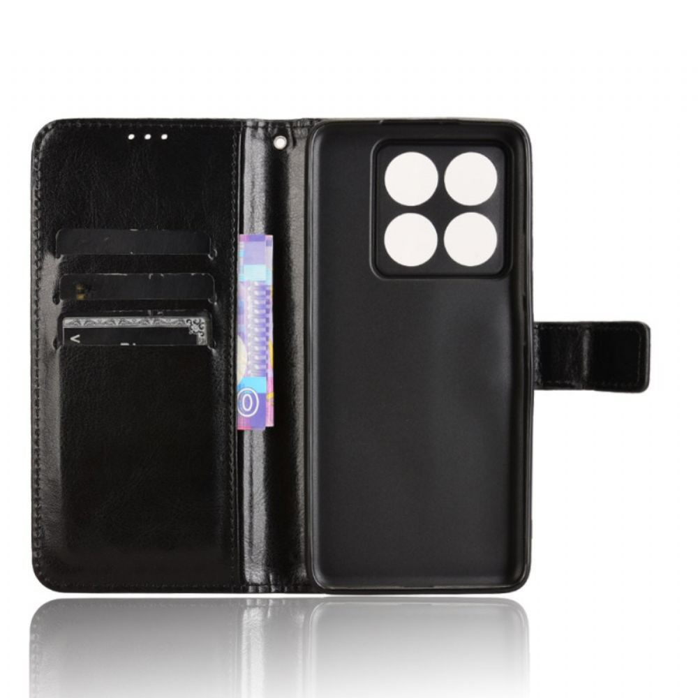Kožený Kryt Xiaomi 14t Pro Okázalá Umělá Kůže