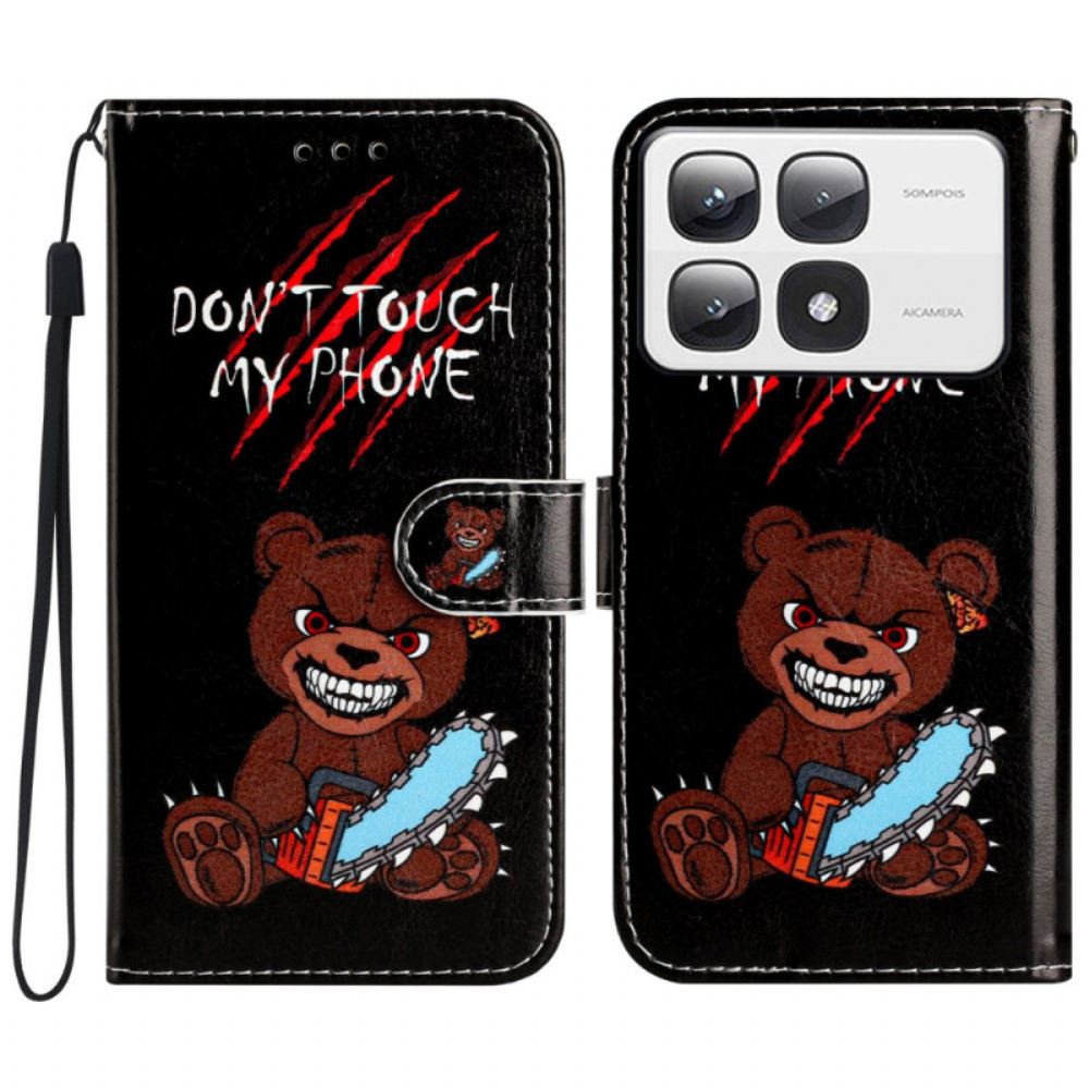 Kožený Kryt Xiaomi 14t Pro Rozzlobený Medvěd